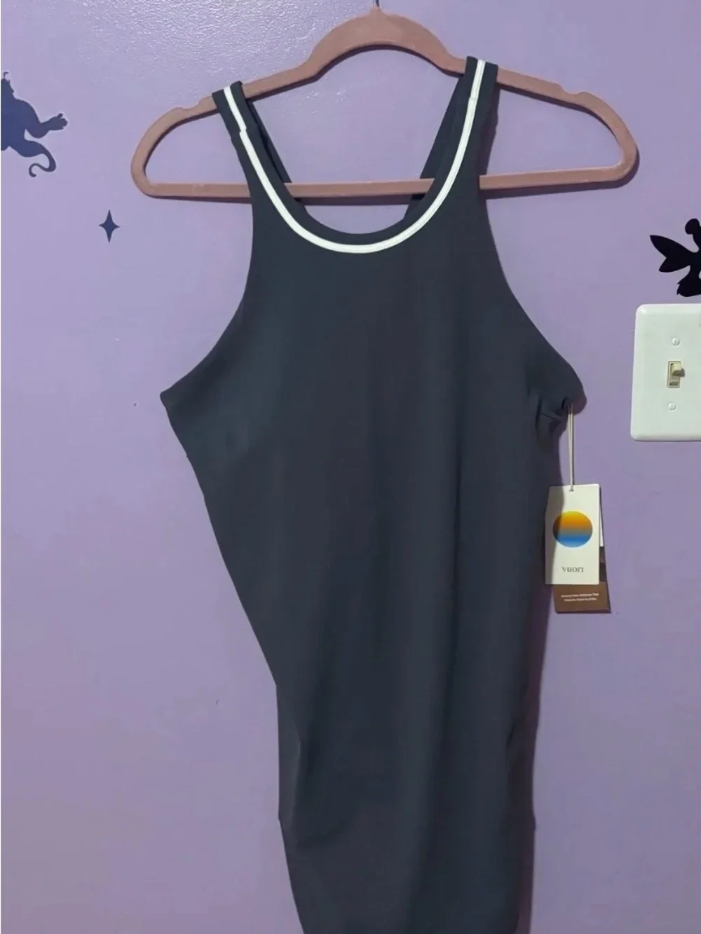 Vuori Classic grey dress with White Contrast Trim